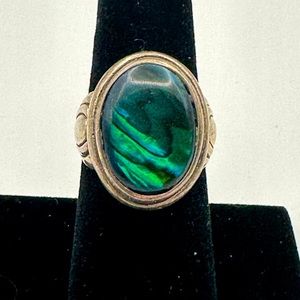 VINTAGE KABANA STERLING SILVER ABALONE RING SIZE 7